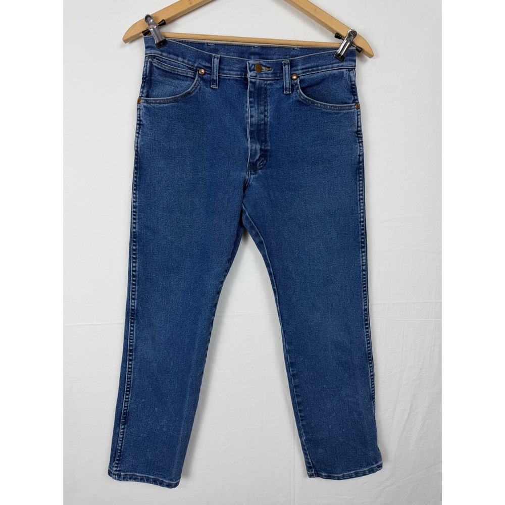 Wrangler Straight Leg Jeans Mens 30x32 Blue Stretch Denim 1013MAFGK